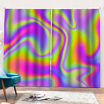 Abstract Holographic Trippy Print Pencil Pleat Curtains