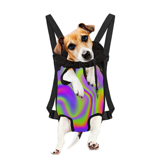 Abstract Holographic Trippy Print Pet Carrier Backpack