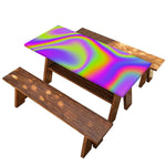 Abstract Holographic Trippy Print Picnic Table Cover