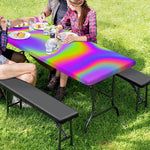 Abstract Holographic Trippy Print Picnic Table Cover