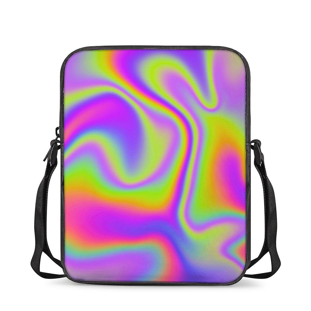 Abstract Holographic Trippy Print Rectangular Crossbody Bag