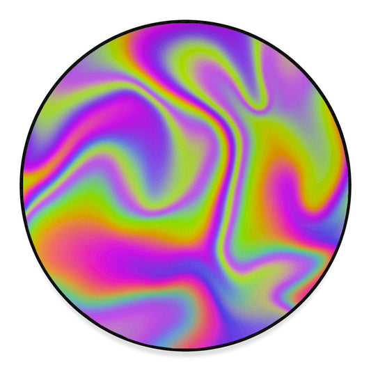 Abstract Holographic Trippy Print Round Floor Mat