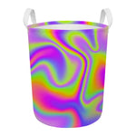 Abstract Holographic Trippy Print Round Laundry Basket