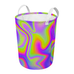 Abstract Holographic Trippy Print Round Laundry Basket