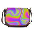 Abstract Holographic Trippy Print Saddle Bag