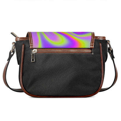 Abstract Holographic Trippy Print Saddle Bag