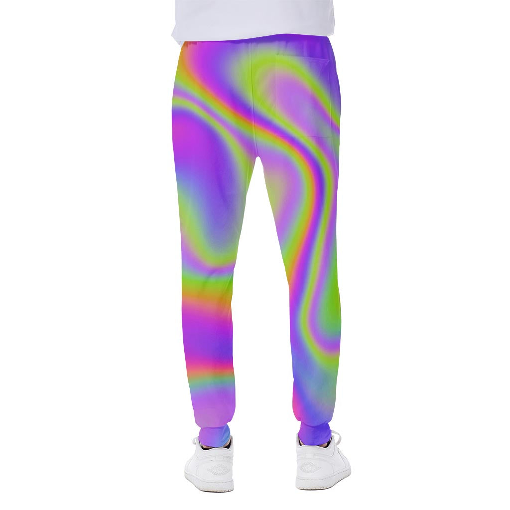 Abstract Holographic Trippy Print Scuba Joggers