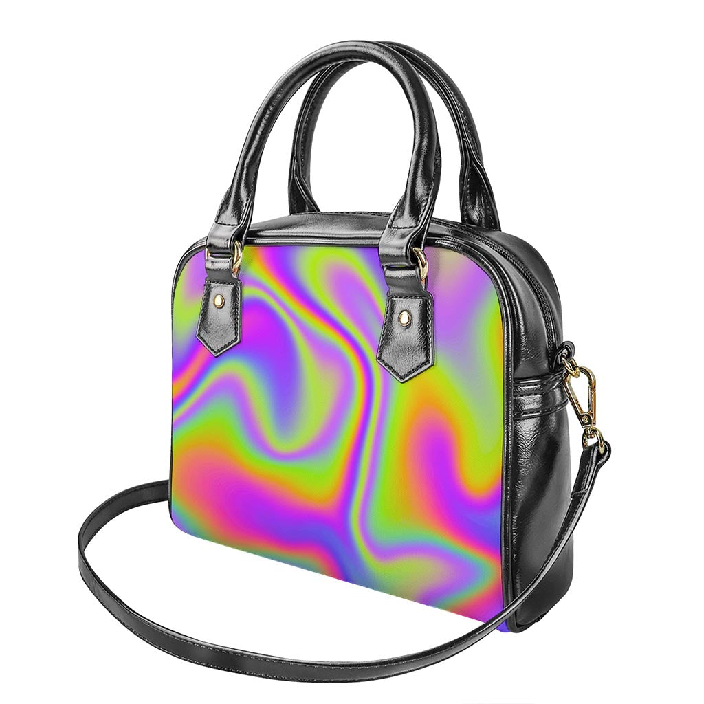 Abstract Holographic Trippy Print Shoulder Handbag