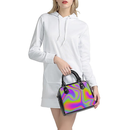 Abstract Holographic Trippy Print Shoulder Handbag