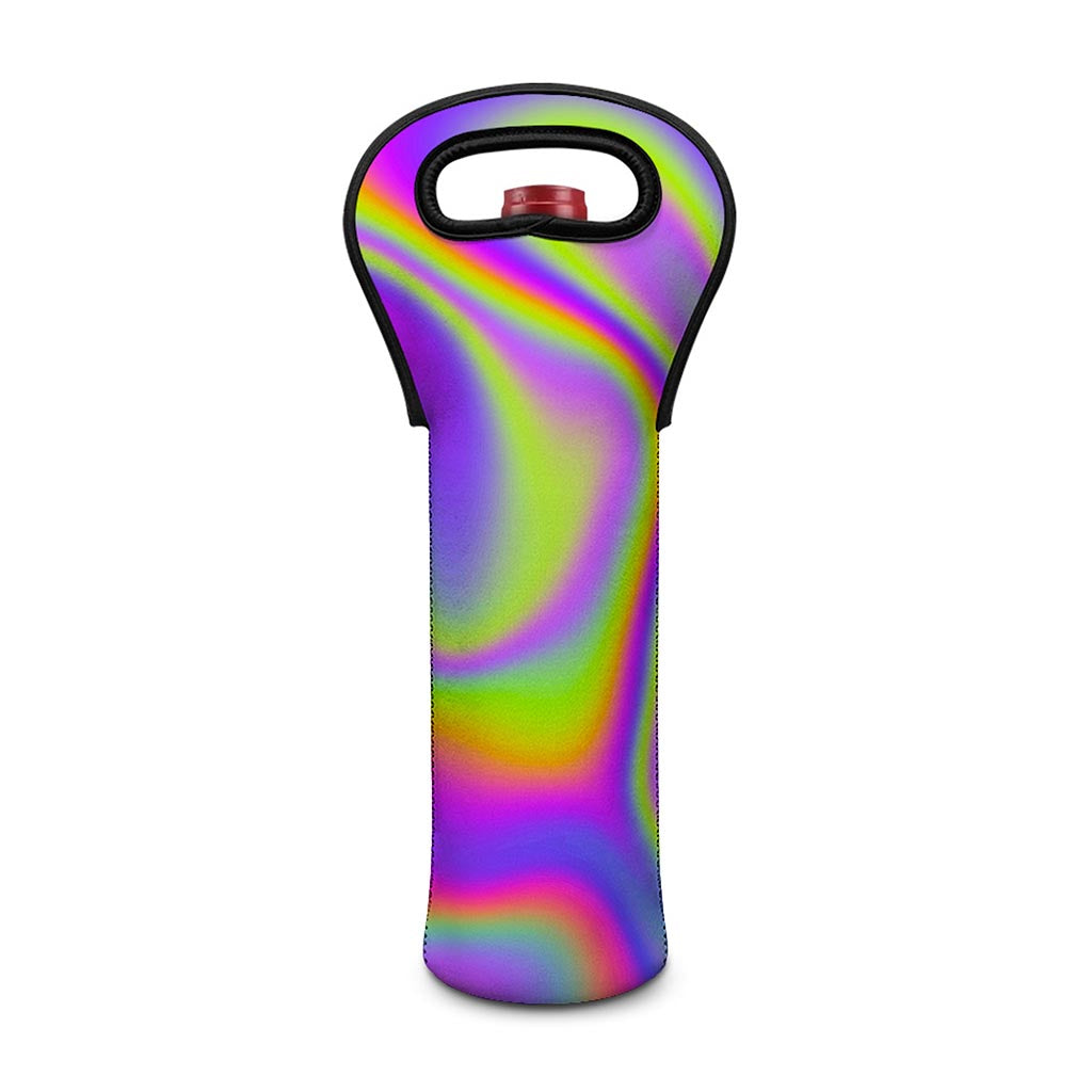 Abstract Holographic Trippy Print Single Neoprene Wine Tote