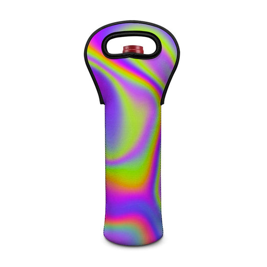 Abstract Holographic Trippy Print Single Neoprene Wine Tote