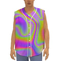 Abstract Holographic Trippy Print Sleeveless Baseball Jersey
