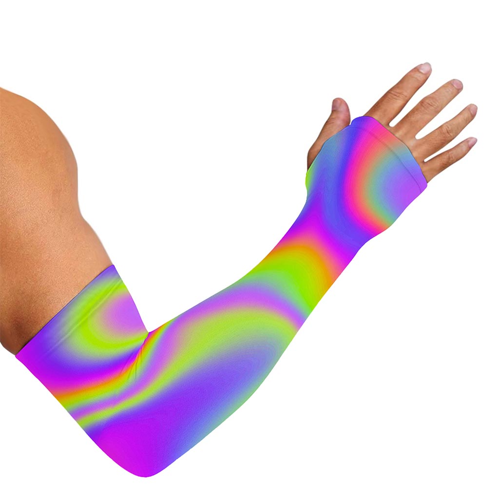 Abstract Holographic Trippy Print Sun Protection Arm Sleeves