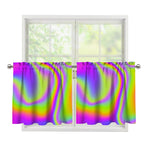 Abstract Holographic Trippy Print Tier Curtains