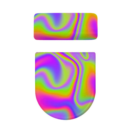 Abstract Holographic Trippy Print Toilet Lid And Tank Cover Set
