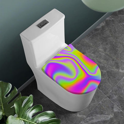 Abstract Holographic Trippy Print Toilet Lid Cover