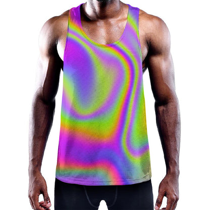 Abstract Holographic Trippy Print Training Tank Top