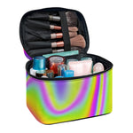 Abstract Holographic Trippy Print Travel Makeup Bag