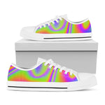 Abstract Holographic Trippy Print White Low Top Sneakers