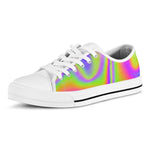 Abstract Holographic Trippy Print White Low Top Sneakers