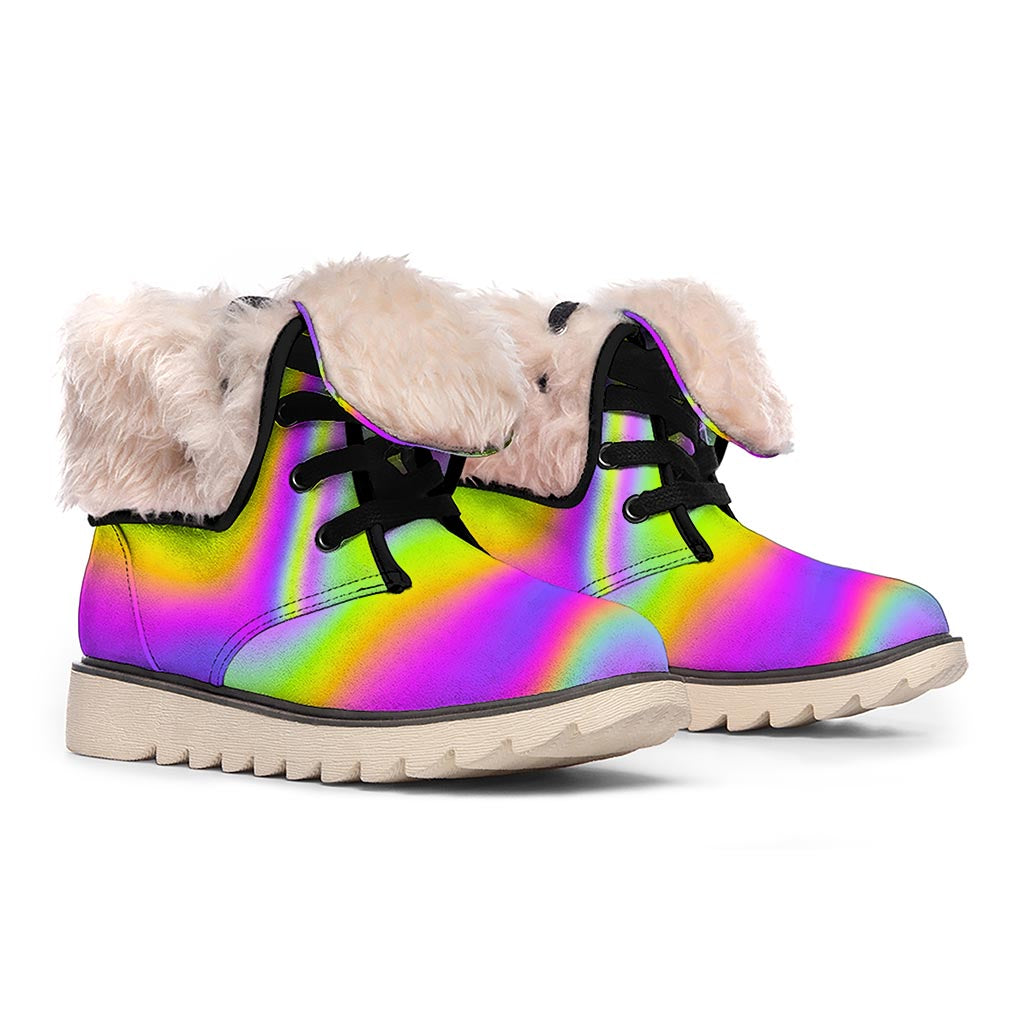 Abstract Holographic Trippy Print Winter Boots