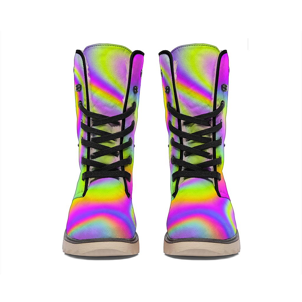 Abstract Holographic Trippy Print Winter Boots