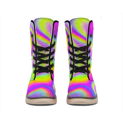 Abstract Holographic Trippy Print Winter Boots