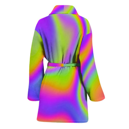 Abstract Holographic Trippy Print Women's Bathrobe