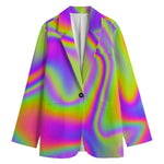 Abstract Holographic Trippy Print Women's Blazer