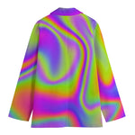 Abstract Holographic Trippy Print Women's Blazer