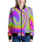Abstract Holographic Trippy Print Women's Bomber Jacket