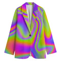 Abstract Holographic Trippy Print Women's Cotton Blazer