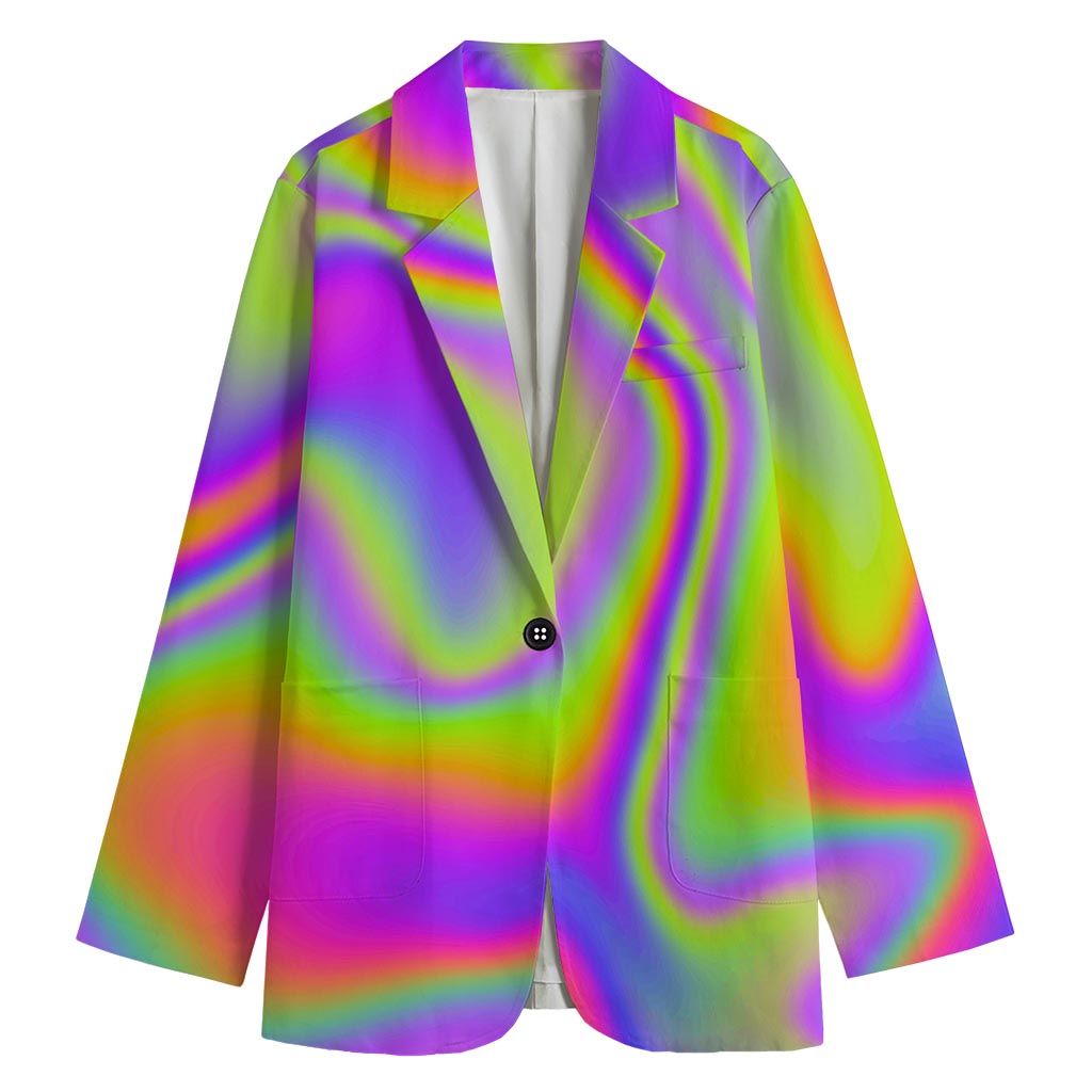 Abstract Holographic Trippy Print Women's Cotton Blazer