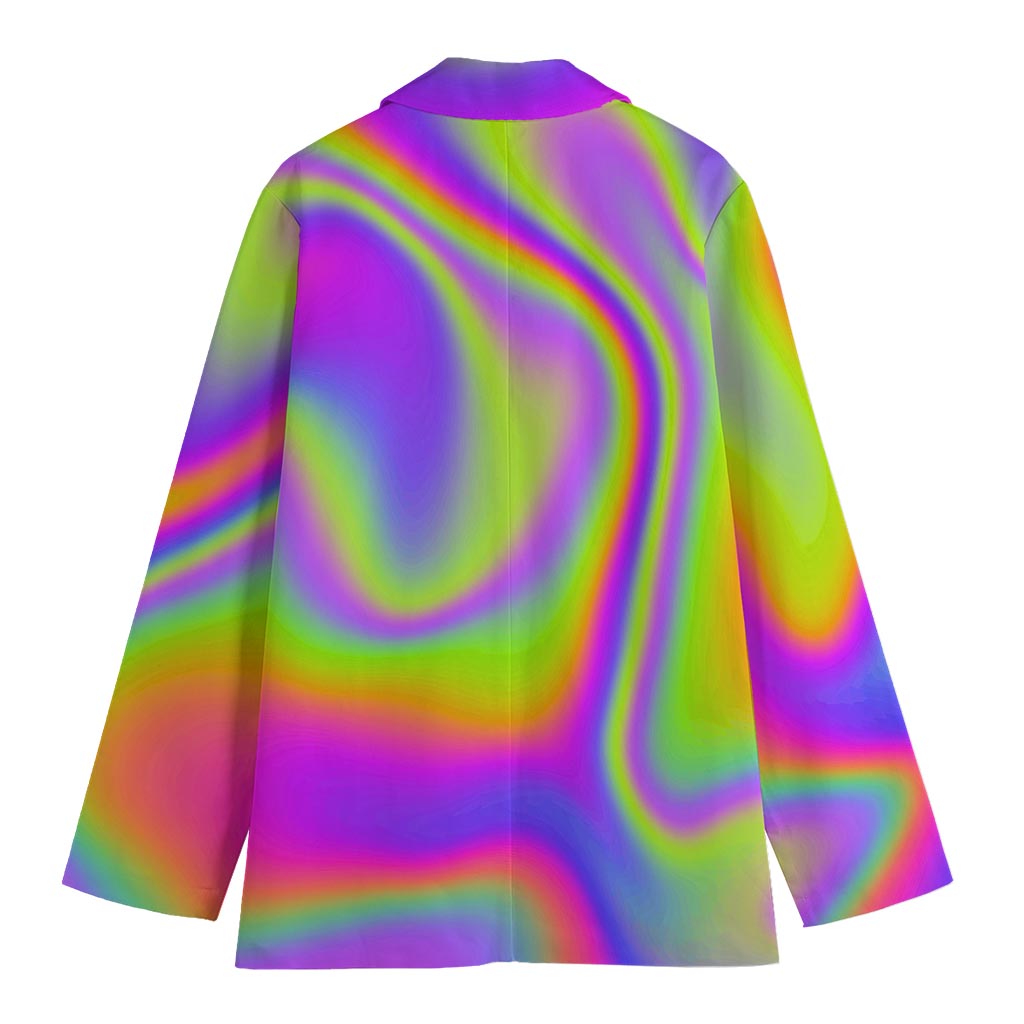Abstract Holographic Trippy Print Women's Cotton Blazer
