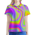 Abstract Holographic Trippy Print Women's Polo Shirt