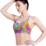 Abstract Holographic Trippy Print Women's Sports Bra