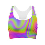 Abstract Holographic Trippy Print Women's Sports Bra