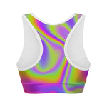 Abstract Holographic Trippy Print Women's Sports Bra