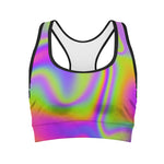 Abstract Holographic Trippy Print Women's Sports Bra