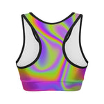Abstract Holographic Trippy Print Women's Sports Bra