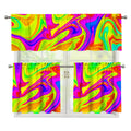 Abstract Liquid Trippy Print 3 Piece Kitchen Curtains