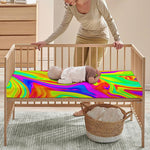 Abstract Liquid Trippy Print Baby Crib Sheet
