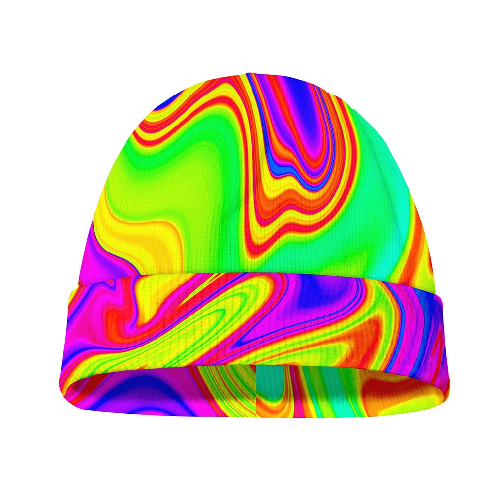 Abstract Liquid Trippy Print Beanie