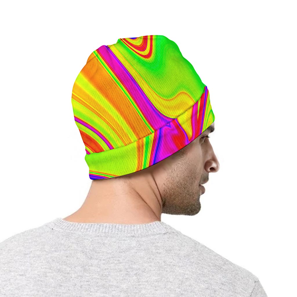 Abstract Liquid Trippy Print Beanie