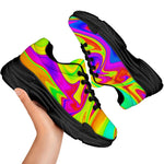 Abstract Liquid Trippy Print Black Chunky Shoes