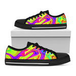 Abstract Liquid Trippy Print Black Low Top Sneakers