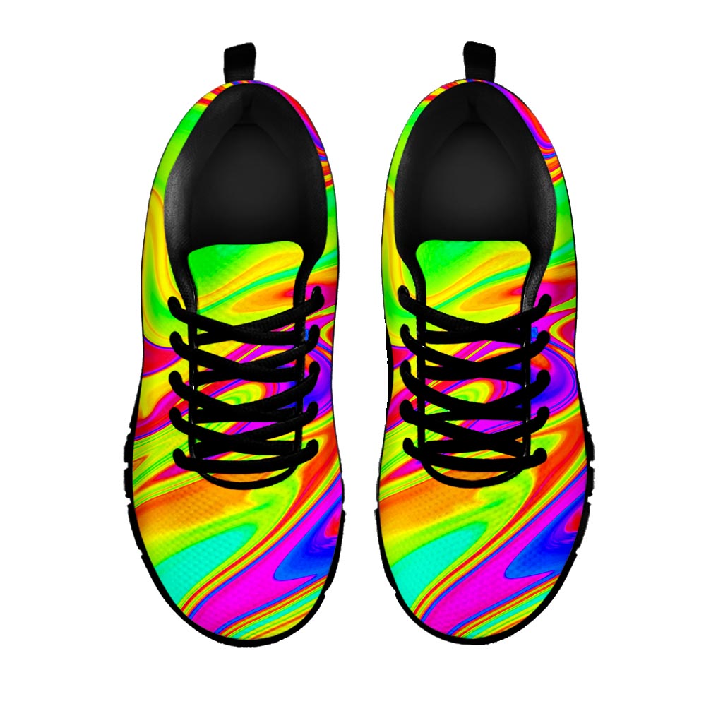 Abstract Liquid Trippy Print Black Running Shoes