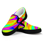 Abstract Liquid Trippy Print Black Slip On Sneakers