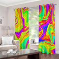 Abstract Liquid Trippy Print Dimout Grommet Curtains