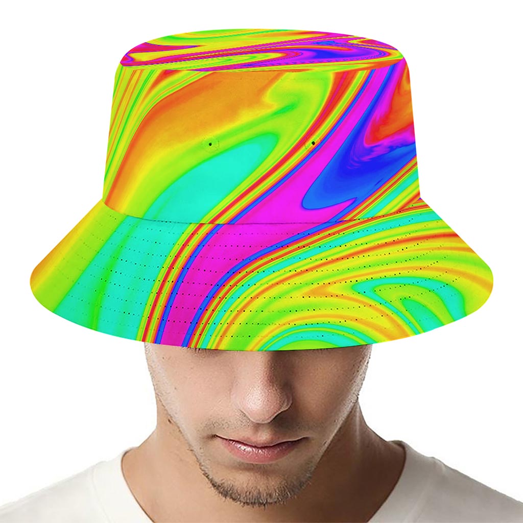 Abstract Liquid Trippy Print Bucket Hat